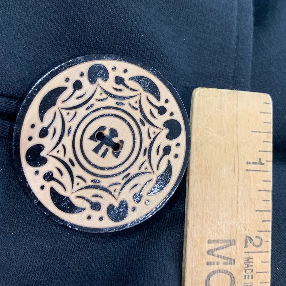 COLDWATER CREEK Vintage Swing Smock Blazer Top Black Carved Wood Buttons Size S - Picture 7 of 11
